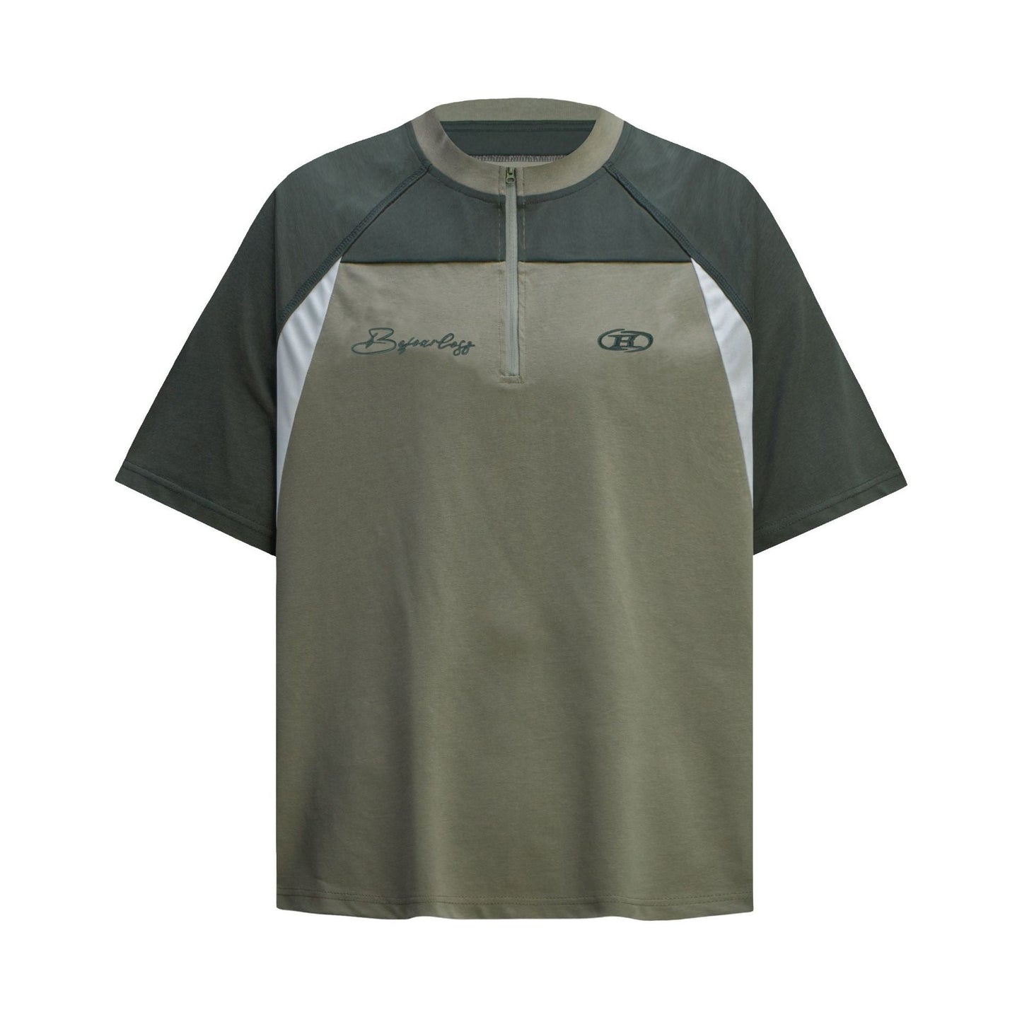 Unisex T-shirts Street Vintage Splicing Color Matching Men's Loose Short Sleeve T