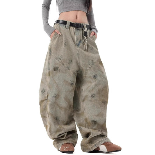 Women jeans wasteland spring and autumn wide-leg pants