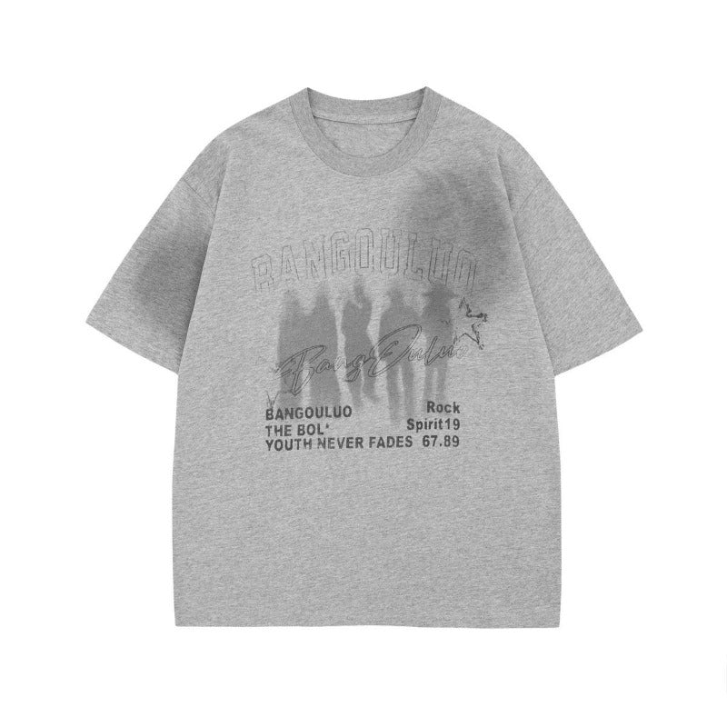 Men t shirt american neutral style summer street trendy classy touching shadow abstract design loose men's round neck short-sleeved t