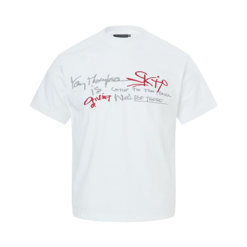 Men's t-shirt - american retro unisex solona cool-touch letter embroidery design - men's high street slim fit short sleeve tee