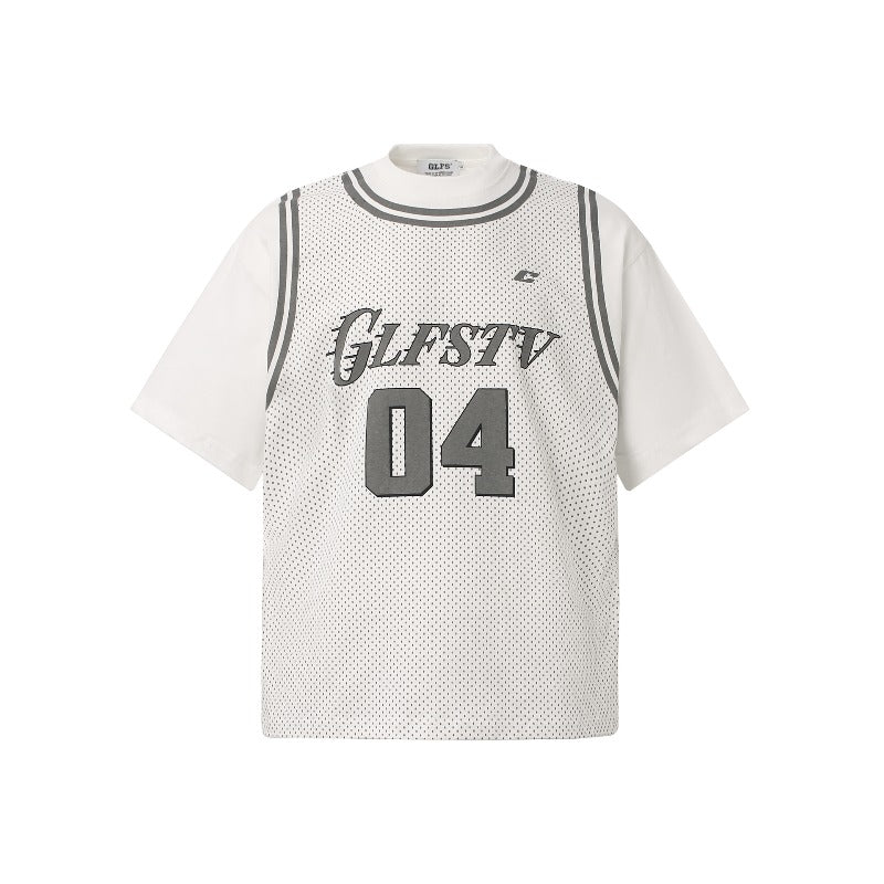 Men's t-shirt - american retro couple style, premium high street basketball jersey print design, men's loose fit crew neck short sleeve t-shirt