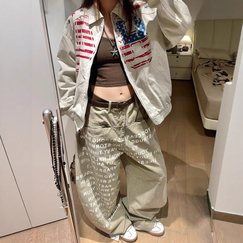 Women jeans retro women loose millennial style