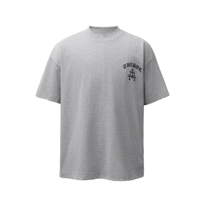 Men's t-shirt - american retro heavyweight double yarn gothic letter print design - men's high street oversized short sleeve tee