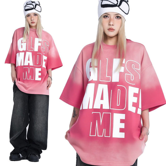 Unisex T-shirts summer men's and women's washed and old loose short-sleeved T-shirts