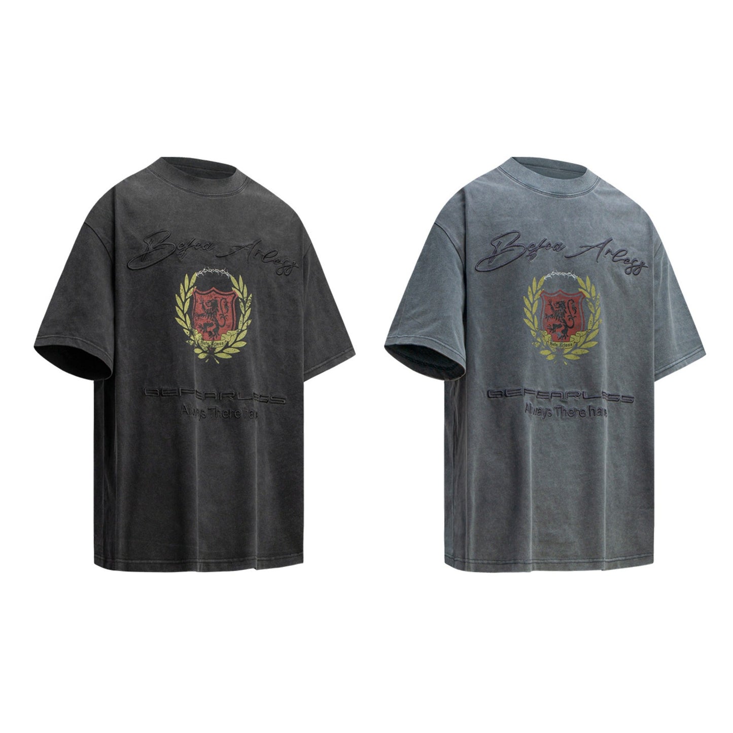 Unisex T-shirts Summer Letter Embroidery Men's Loose Short Sleeve T-Shirt