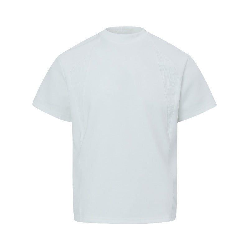 Men's t-shirt - american retro unisex air layer solid color deconstructed design - men's high street slim fit short sleeve tee