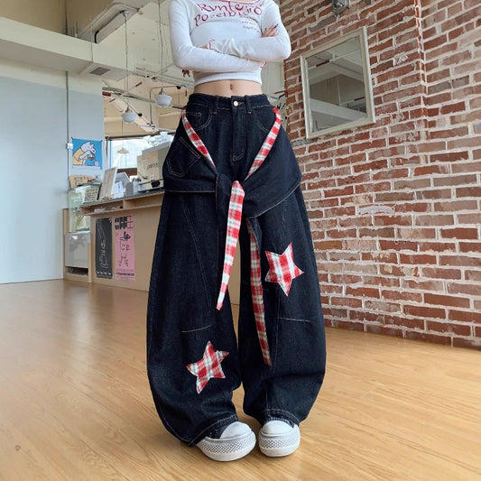 Women jeans retro loose scimitar pants
