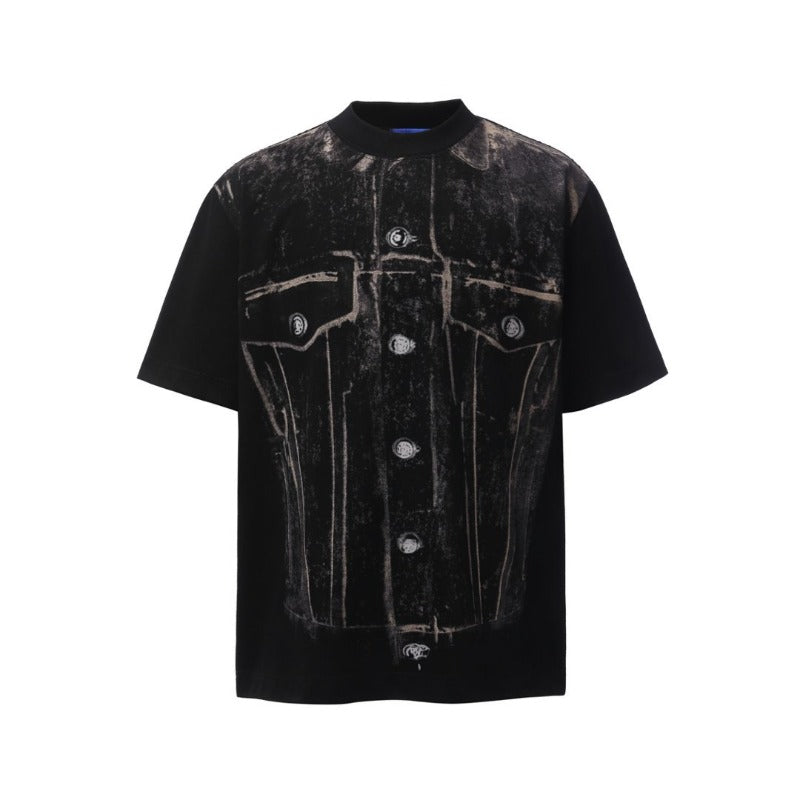 Men's t-shirt: american retro heavyweight double yarn high-quality creative print design, men's crew neck loose fit short sleeve t-shirt