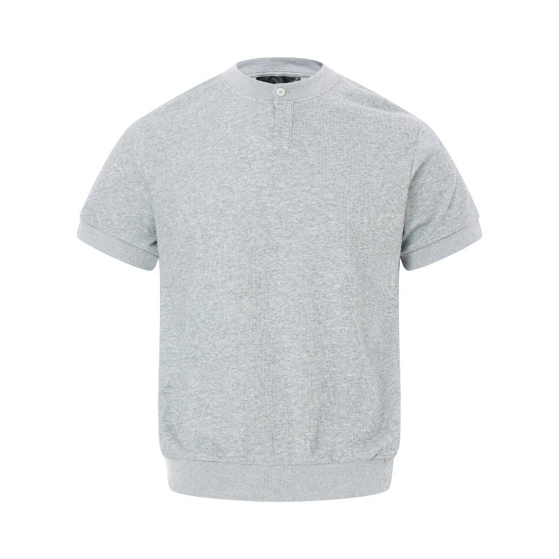 Men's t-shirt: american retro, unisex ribbed knit, stretch solid color, versatile design, men's high street slim fit short sleeve tee