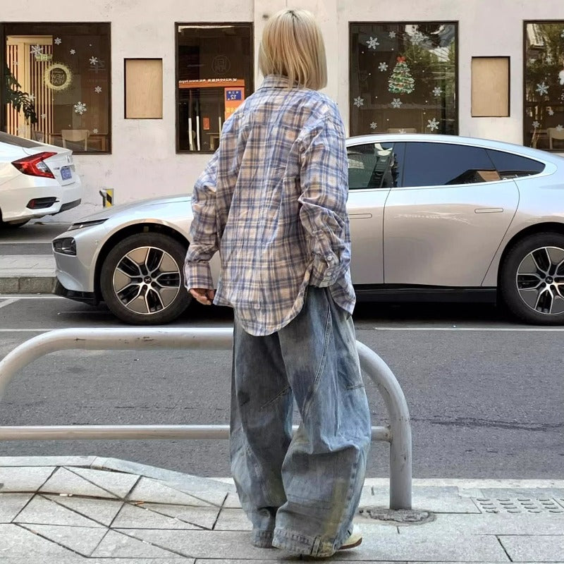 Women's Jeans Retro Women's High Waist Wide Leg Pants