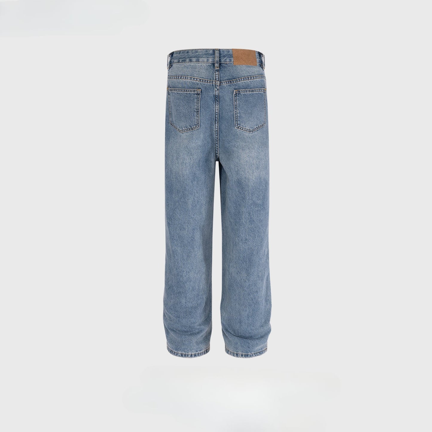 MIJKO Men Vintage Pants MIJKO splicing straight wash water to make old jeans