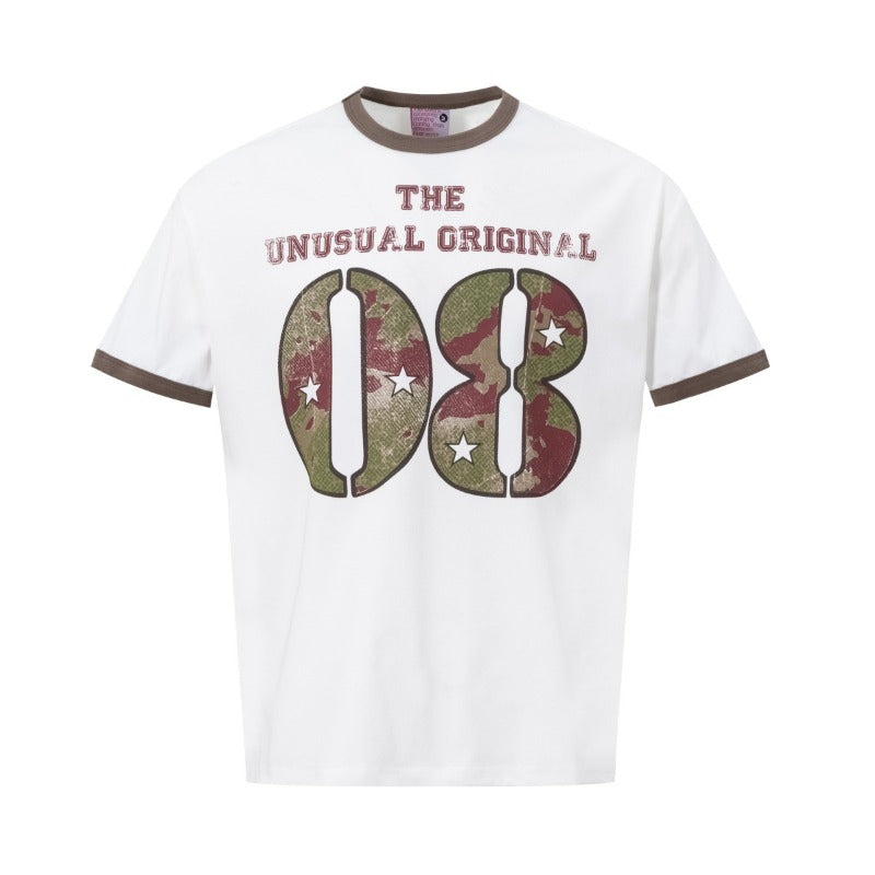 Men's t-shirt - american high street retro streetwear couple's style letter print basketball jersey design - men's crew neck slightly loose fit short sleeve t-shirt