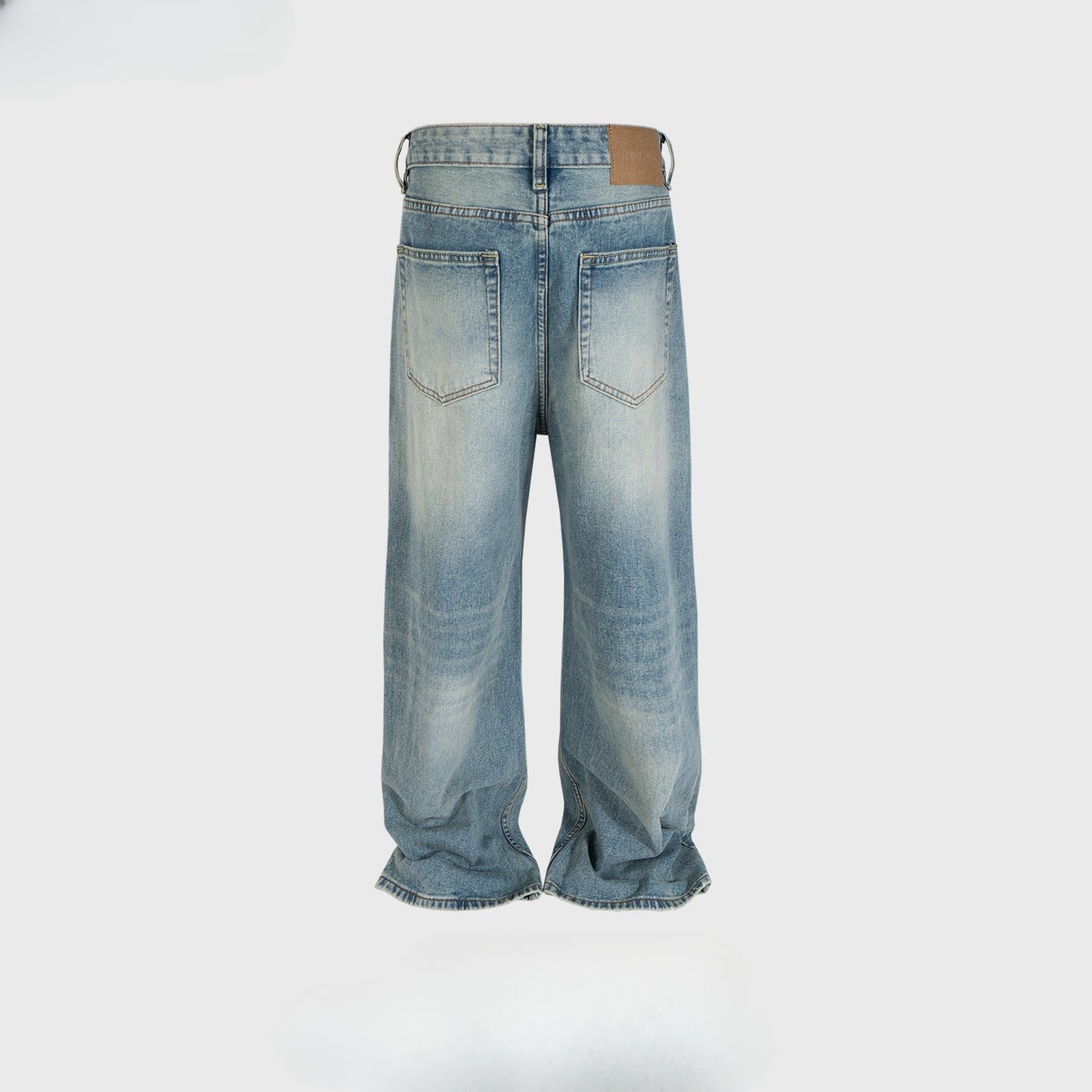 MIJKO Men's Vintage Pants MIJKO Men's Women's Straight Pants Washed Old Jeans