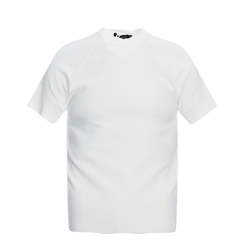Men's t-shirt: american streetwear fit, solid color, deconstructed, unisex, high-end design, slim-fit short sleeve tee