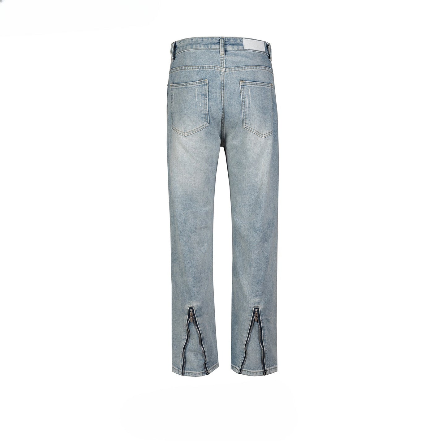 MIJKO Men's Vintage Pants MIJKO Zipper Pants Long Pants Men's and Women's Slim-Fit Jeans