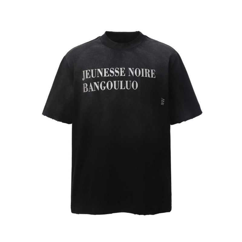 Men's t-shirt - american retro heavyweight double yarn printed graphic tee - distressed design, high street style, relaxed fit short sleeve