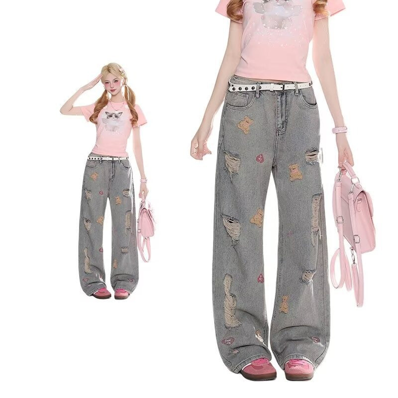 Women jeans ripped women summer