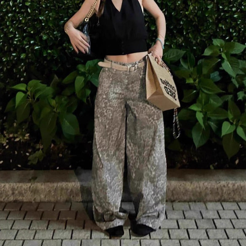 Women's Jeans Women's Vintage Loose Leopard Pants