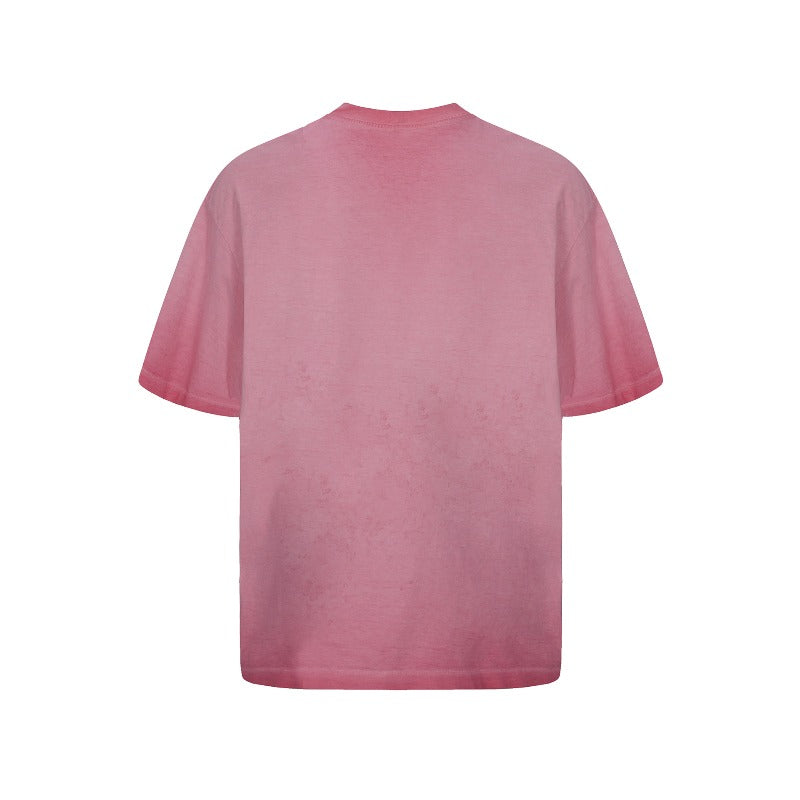 Men's t-shirt: gt american retro couple street style high-end washed & distressed design, men's loose fit crew neck tee