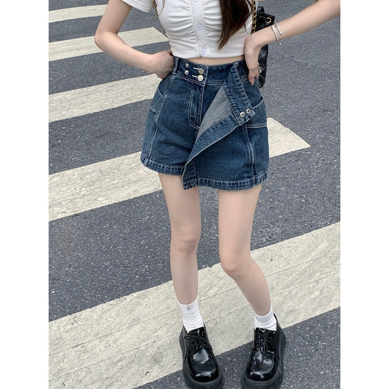 Women jeans summerhigh waistasymmetrical a word