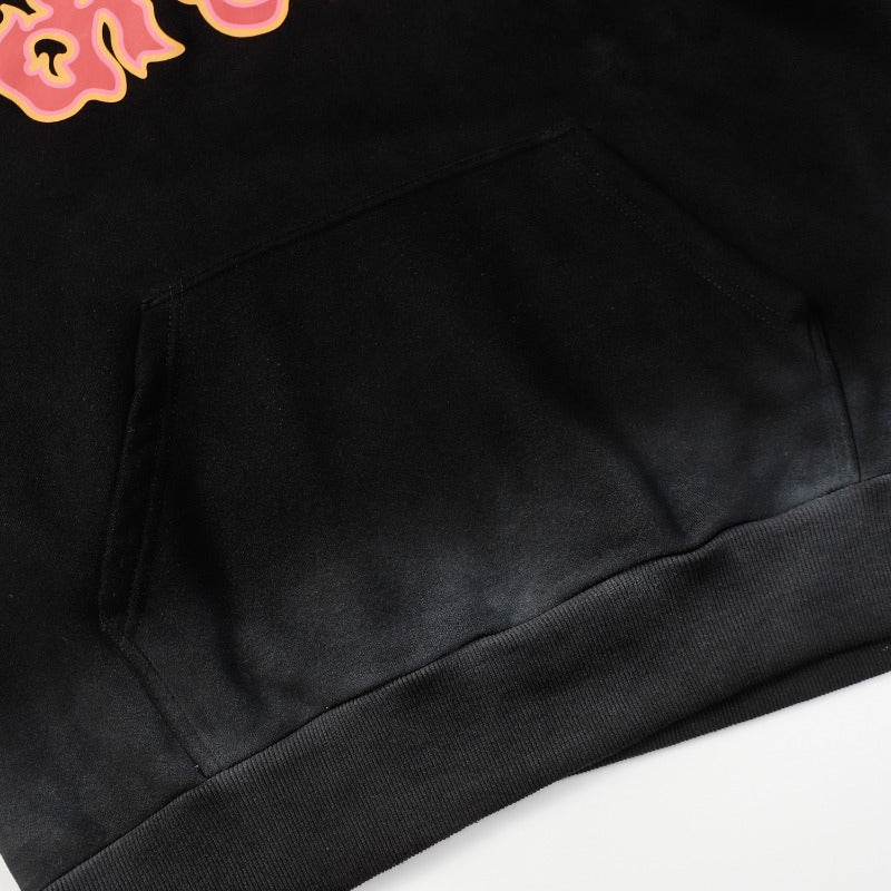 Drew house hoodie - autumn/winter d@ew flame letter washed & distressed fleece-lined hooded sweatshirt