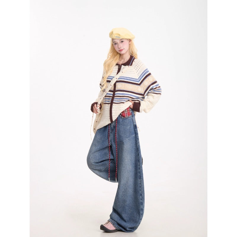 Women jeans [with waist cord] women's high waistretro
