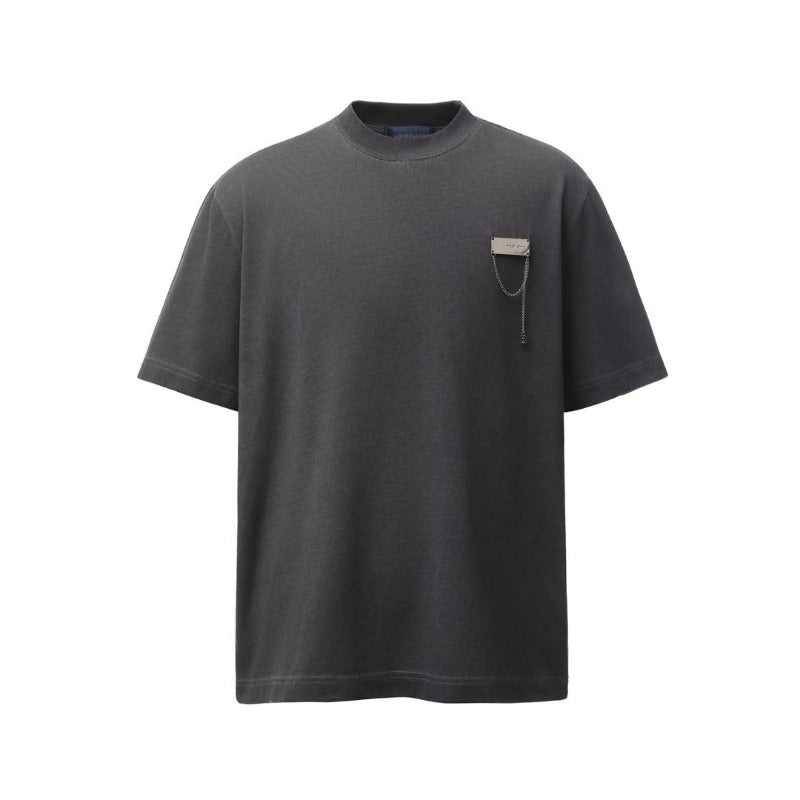 Men's t-shirt - american retro heavyweight premium streetwear patch embroidery high street loose fit summer short sleeve tee