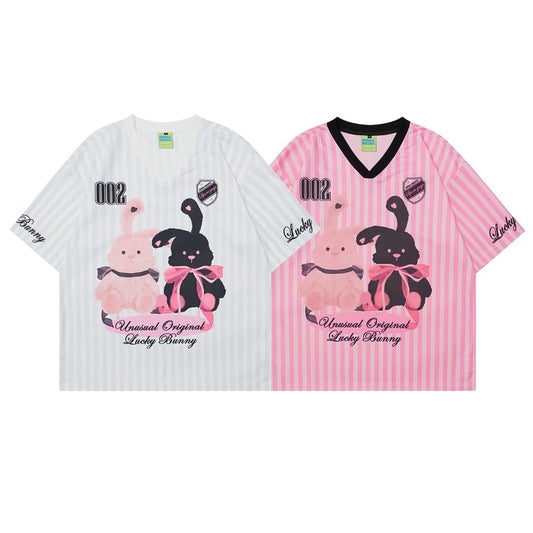 Men t shirt summer cartoon stripesloose