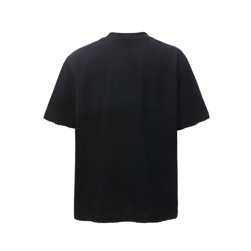Men's t-shirt - american retro heavyweight double yarn washed & distressed print design - men's high street oversized short sleeve tee