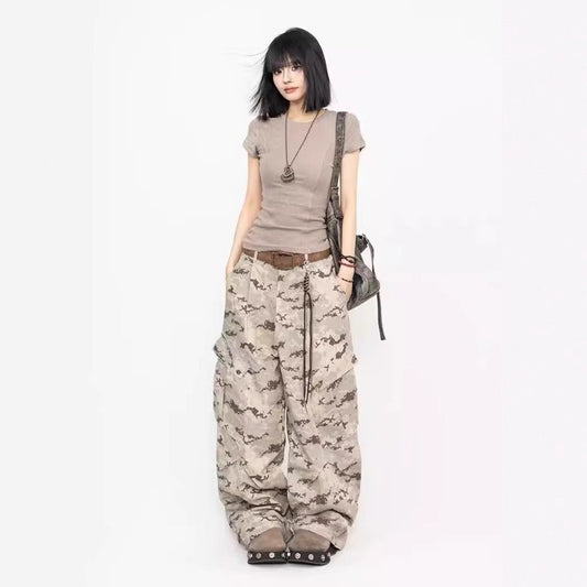 Women's jeans women's retro camouflage tooling