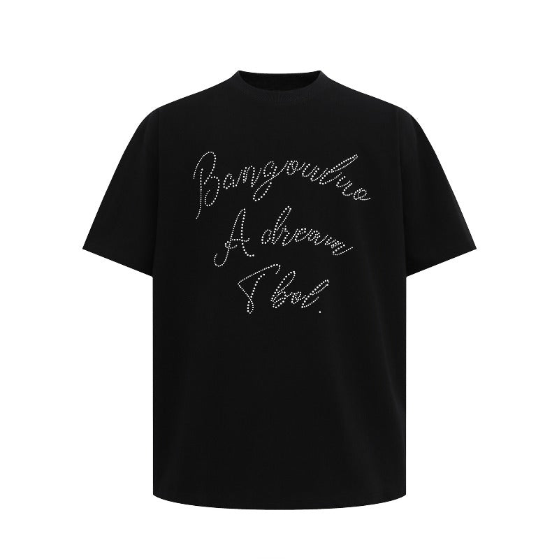 Men's t-shirt: american streetwear summer unisex premium minimalist beaded design loose fit short sleeve tee
