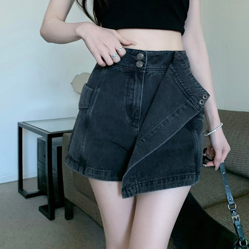 Women jeans summerhigh waistasymmetrical a word