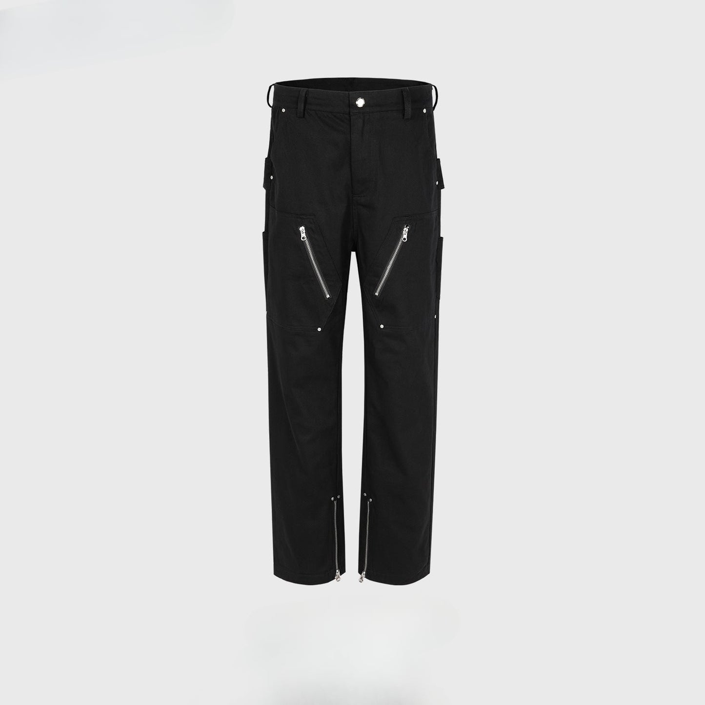 MIJKO Men Vintage Pants MIJKO Zipper Pants Splicing Zipper Casual Overalls