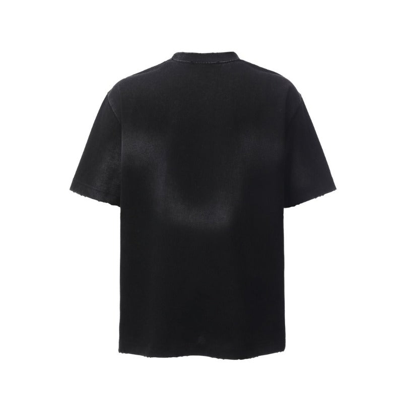 Men's t-shirt - american retro heavyweight double yarn distressed embroidered graphic design, men's high street oversized short sleeve tee