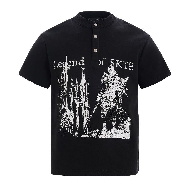 Men's t-shirt - american retro unisex air layer abstract gothic design - men's high street slim fit short sleeve tee