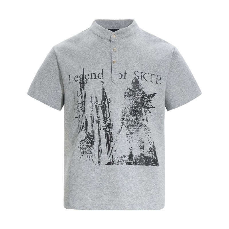 Men's t-shirt - american retro unisex air layer abstract gothic design - men's high street slim fit short sleeve tee