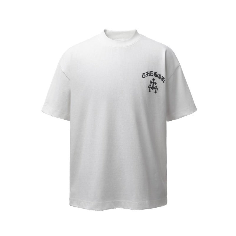 Men's t-shirt - american retro heavyweight double yarn gothic letter print design - men's high street oversized short sleeve tee