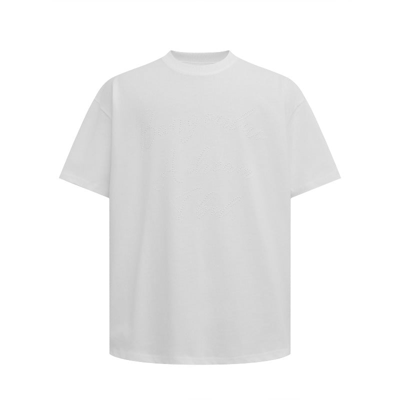 Men's t-shirt: american streetwear summer unisex premium minimalist beaded design loose fit short sleeve tee