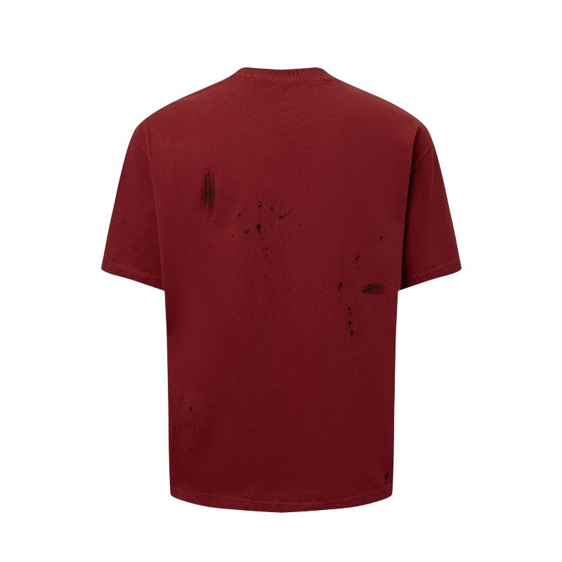 Men's t-shirt: american street style summer unisex hand-sprayed letter design, slim fit, premium short-sleeve tee