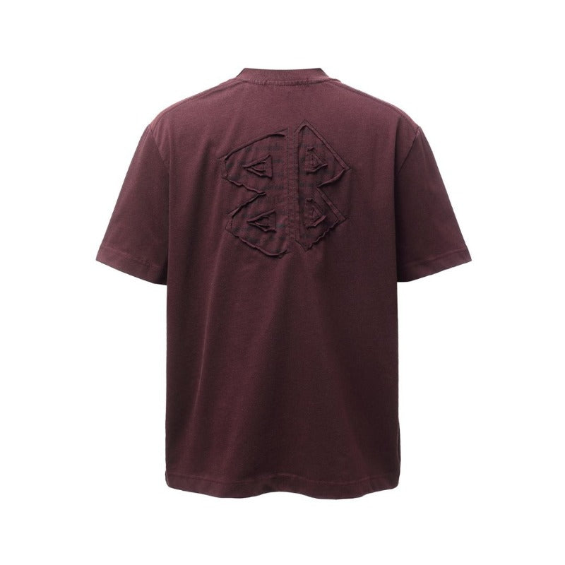 Men's t-shirt - american retro heavyweight double yarn high-quality high street washed distressed printed men's loose fit short sleeve t-shirt