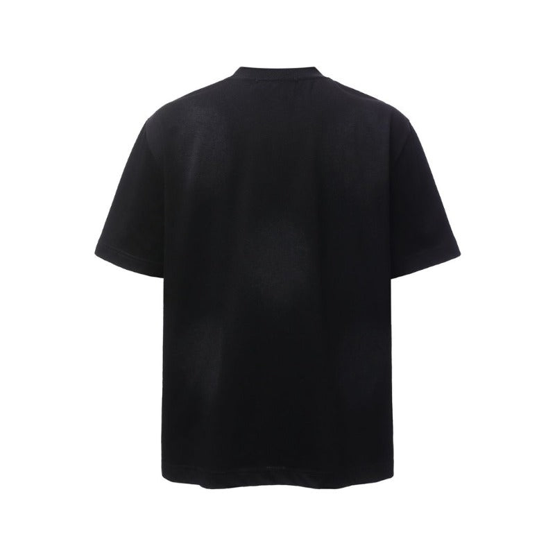 Men's t-shirt - american retro heavyweight double yarn patch letter print design - men's high street oversized short sleeve tee