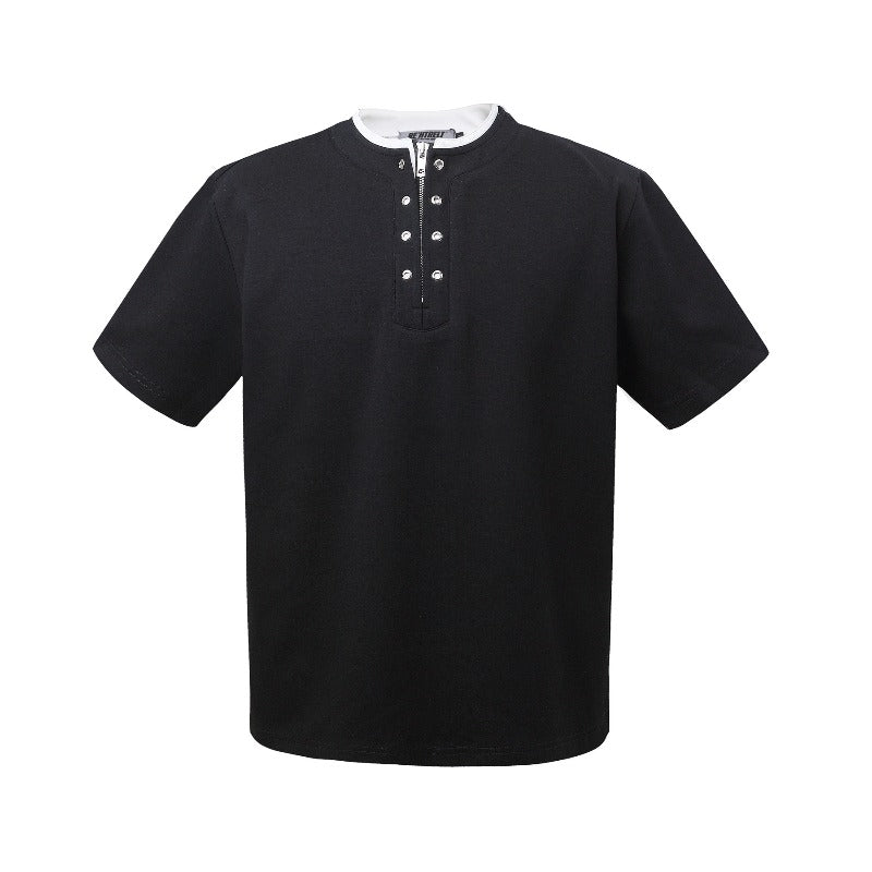 Men t shirt k american street neutral zipper deconstructed classy men's short wide space cotton design short-sleeved t-shirt