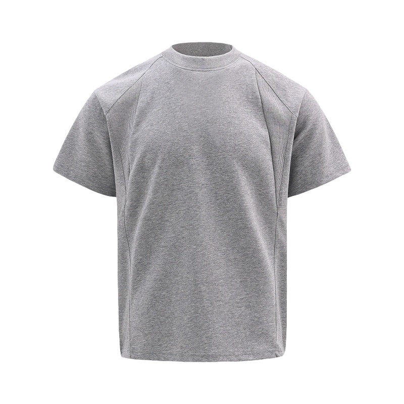 Men's t-shirt - american retro unisex air layer solid color deconstructed design - men's high street slim fit short sleeve tee
