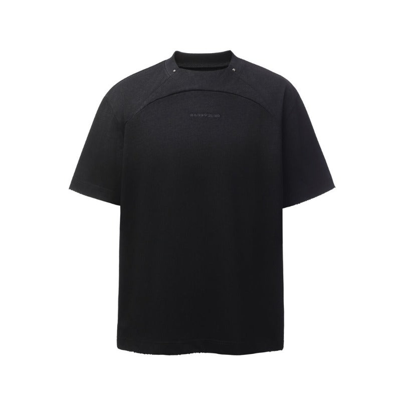 Men's t-shirt: american retro heavyweight double yarn embroidered logo deconstructed design high street oversized short sleeve tee