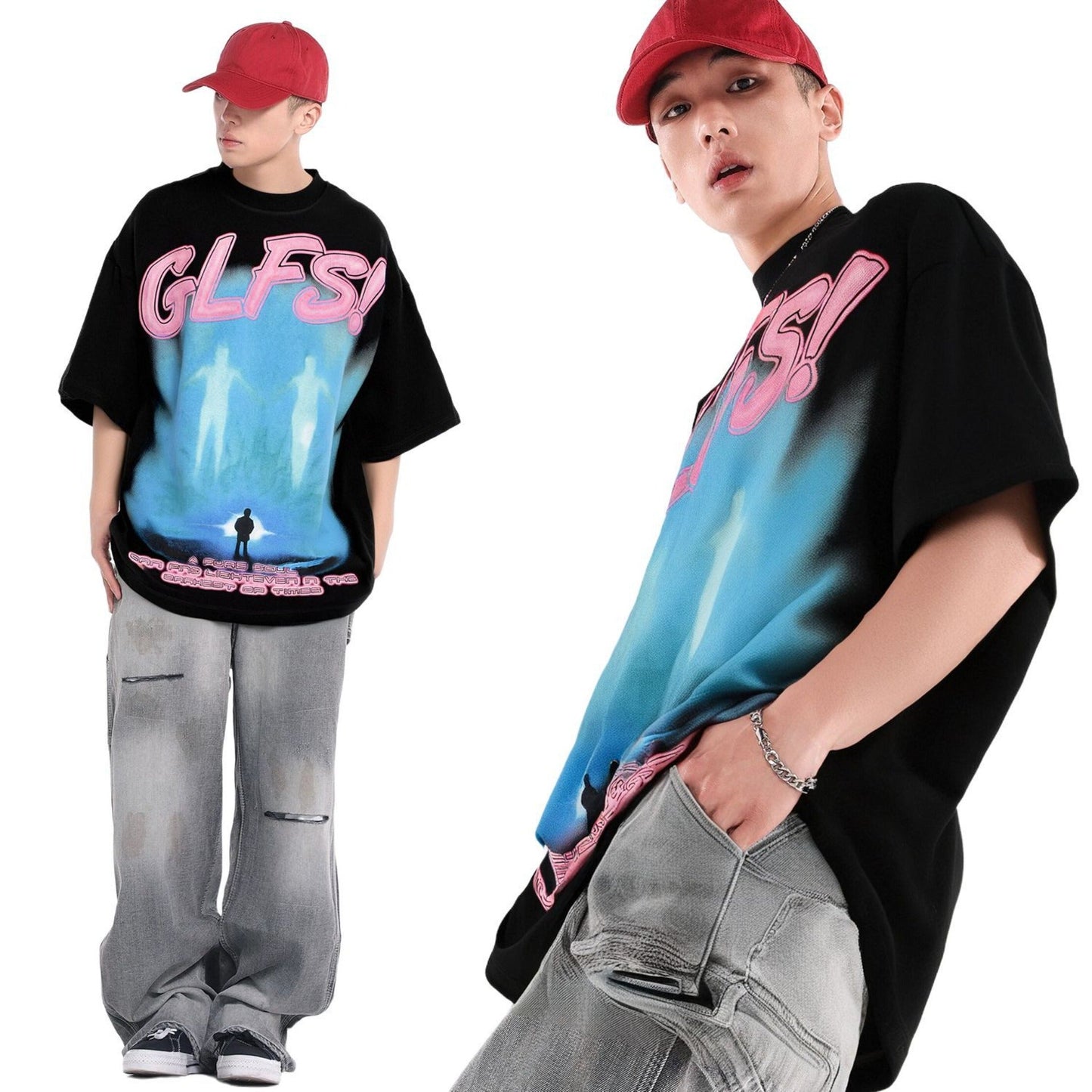 Unisex T-shirts Alien pattern high-end design loose T-shirt