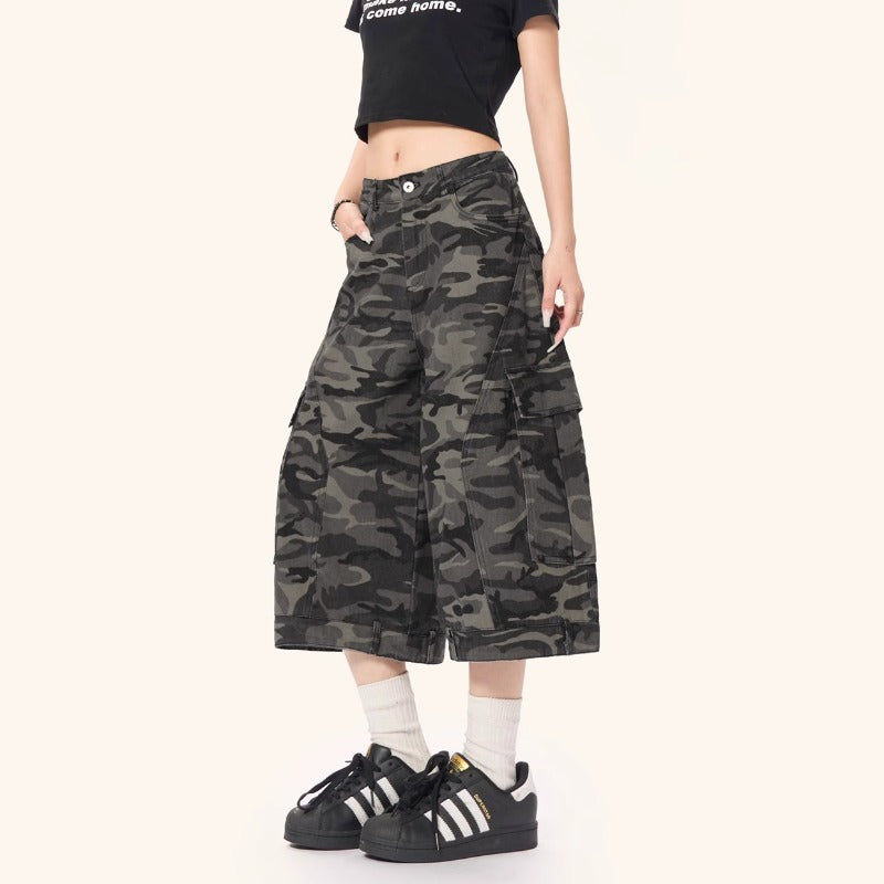 Women's jeans women's summer loose camouflage capris
