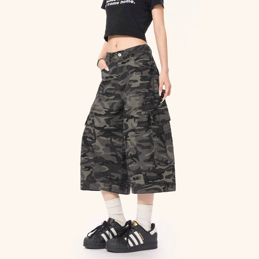 Women's jeans women's summer loose camouflage capris