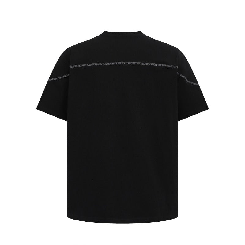 Men's t-shirt: american streetwear summer unisex premium logo embroidery design, men's loose fit short sleeve tee