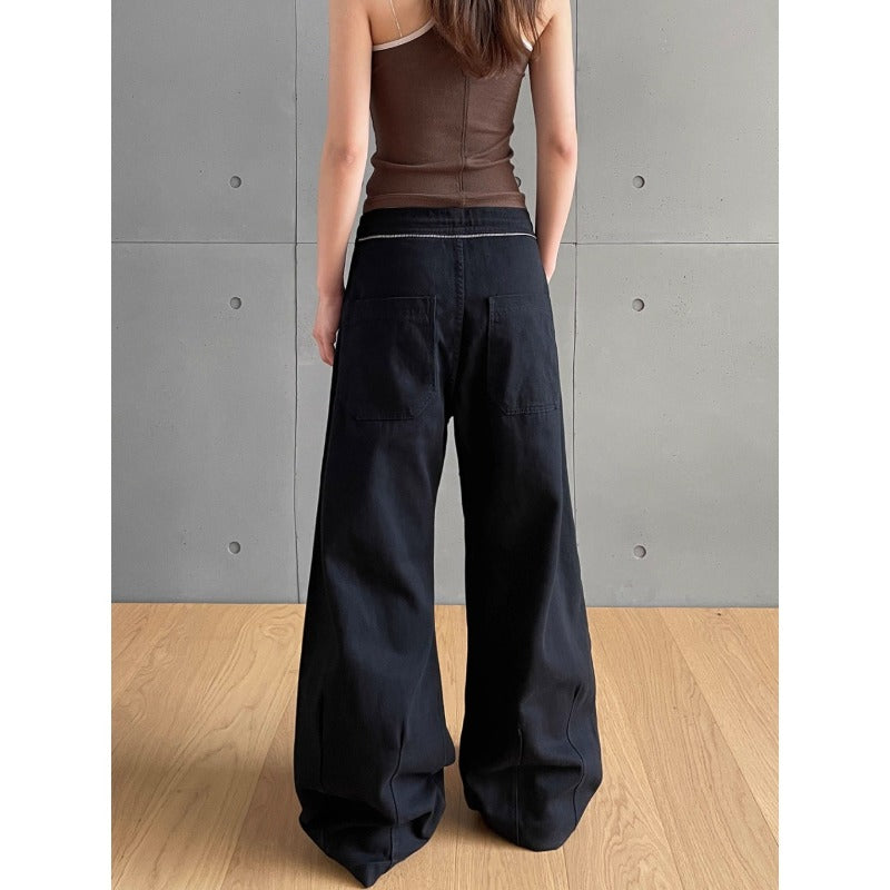 Women jeans hip hop retro wide leg pants