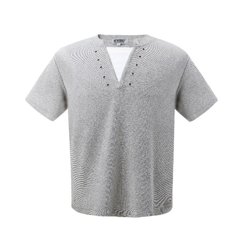 Men t shirt k american retro deconstructed classy street trend fake two-piece design men's short wide cleanfit short sleeve t-shirt